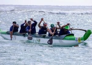 Anuenue's 40s crew at the Moloka'i Hoe finish.